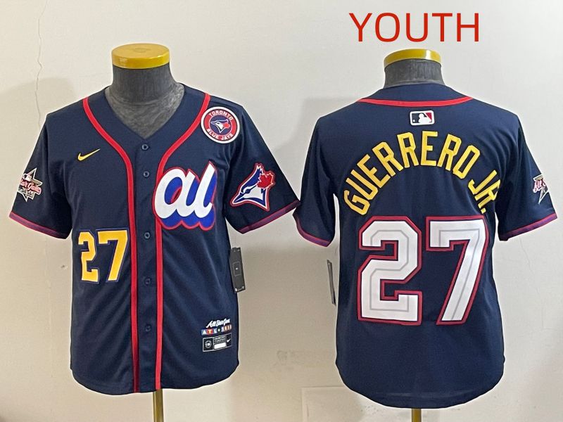 Youth 2025 Toronto Blue Jays #27 Guerrero jr Drak Blue All star Nike MLB Jersey style 8